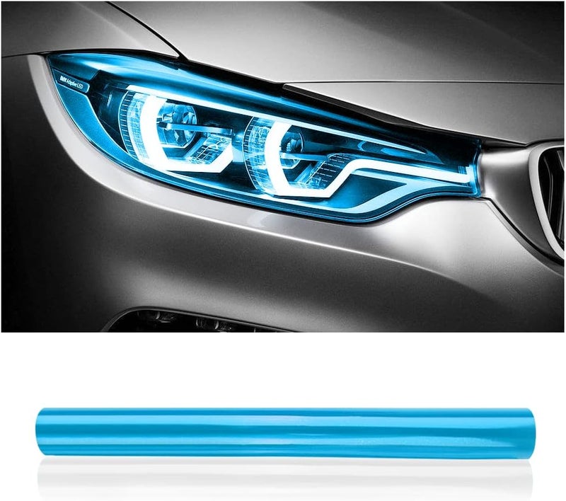 wedfish 12 X 48inch Car Light Tint Film, Cuttable&Stretchable Vinyl Wrap Protector, Non-Marking Self-Adhesive Decals for Headlight, Taillight, Fog Light (Dark Blue) - Image 1
